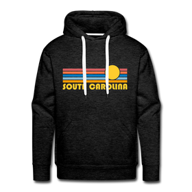 Premium South Carolina Hoodie - Retro Sun Premium Men's South Carolina Sweatshirt / Hoodie - charcoal grey