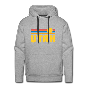 Premium Utah Hoodie - Retro Sun Premium Men's Utah Sweatshirt / Hoodie - heather grey