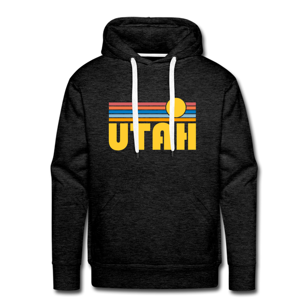 Premium Utah Hoodie - Retro Sun Premium Men's Utah Sweatshirt / Hoodie - charcoal grey