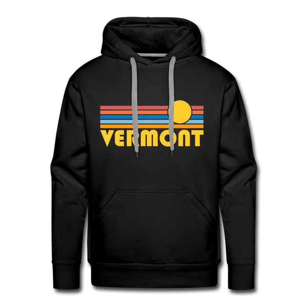 Premium Vermont Hoodie - Retro Sun Premium Men's Vermont Sweatshirt / Hoodie - black