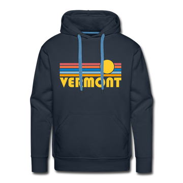 Premium Vermont Hoodie - Retro Sun Premium Men's Vermont Sweatshirt / Hoodie - navy