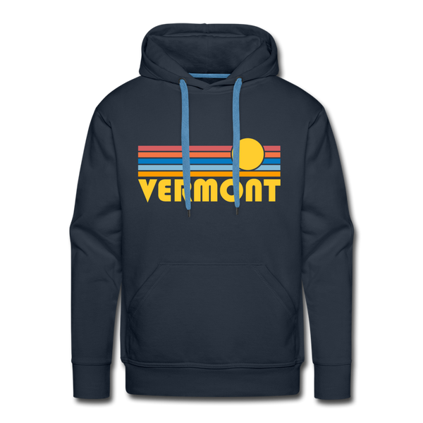 Premium Vermont Hoodie - Retro Sun Premium Men's Vermont Sweatshirt / Hoodie - navy
