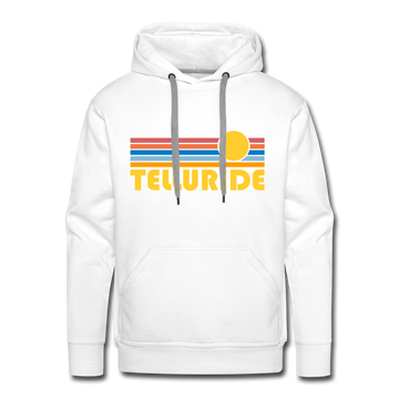 Premium Telluride, Colorado Hoodie - Retro Sun Premium Men's Telluride Sweatshirt / Hoodie - white