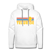 Premium Telluride, Colorado Hoodie - Retro Sun Premium Men's Telluride Sweatshirt / Hoodie - white