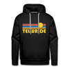 Premium Telluride, Colorado Hoodie - Retro Sun Premium Men's Telluride Sweatshirt / Hoodie - black