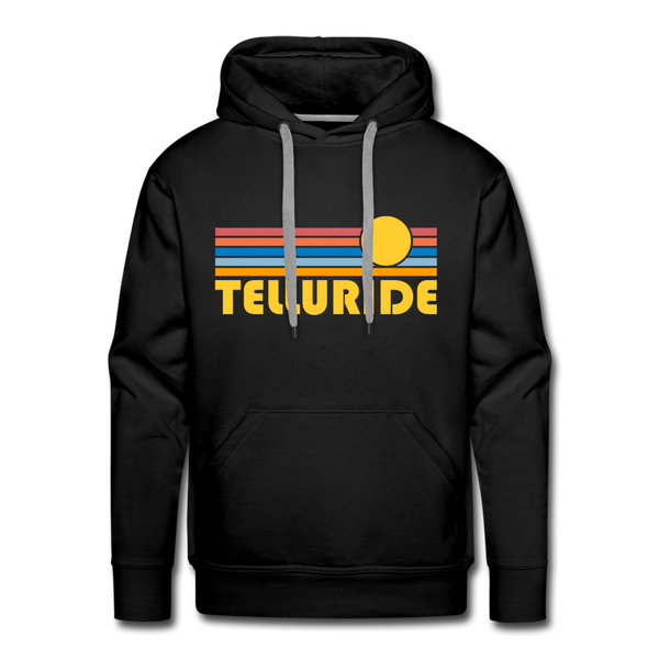 Premium Telluride, Colorado Hoodie - Retro Sun Premium Men's Telluride Sweatshirt / Hoodie - black