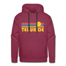 Premium Telluride, Colorado Hoodie - Retro Sun Premium Men's Telluride Sweatshirt / Hoodie - burgundy
