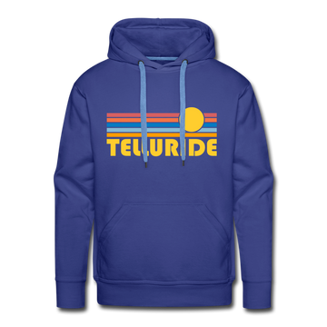Premium Telluride, Colorado Hoodie - Retro Sun Premium Men's Telluride Sweatshirt / Hoodie - royalblue