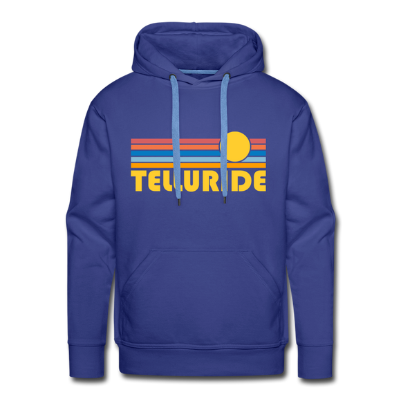 Premium Telluride, Colorado Hoodie - Retro Sun Premium Men's Telluride Sweatshirt / Hoodie - royalblue