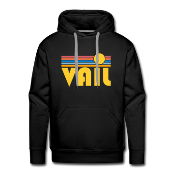 Premium Vail, Colorado Hoodie - Retro Sun Premium Men's Vail Sweatshirt / Hoodie - black