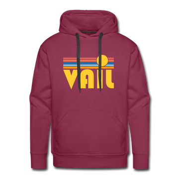 Premium Vail, Colorado Hoodie - Retro Sun Premium Men's Vail Sweatshirt / Hoodie - burgundy