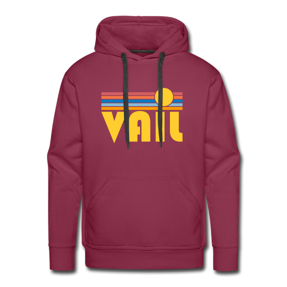 Premium Vail, Colorado Hoodie - Retro Sun Premium Men's Vail Sweatshirt / Hoodie - burgundy