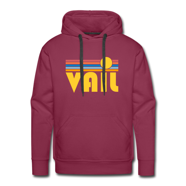 Premium Vail, Colorado Hoodie - Retro Sun Premium Men's Vail Sweatshirt / Hoodie - burgundy