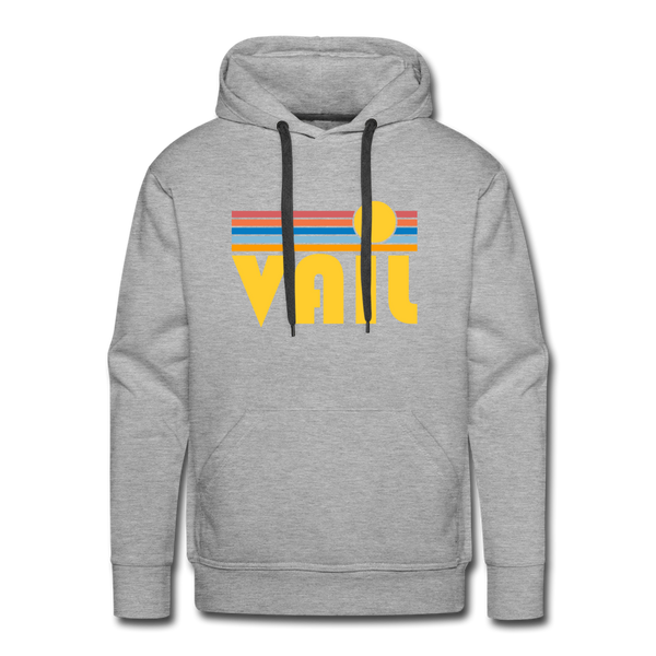 Premium Vail, Colorado Hoodie - Retro Sun Premium Men's Vail Sweatshirt / Hoodie - heather grey