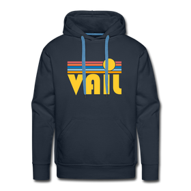 Premium Vail, Colorado Hoodie - Retro Sun Premium Men's Vail Sweatshirt / Hoodie - navy
