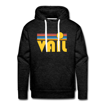 Premium Vail, Colorado Hoodie - Retro Sun Premium Men's Vail Sweatshirt / Hoodie - charcoal grey