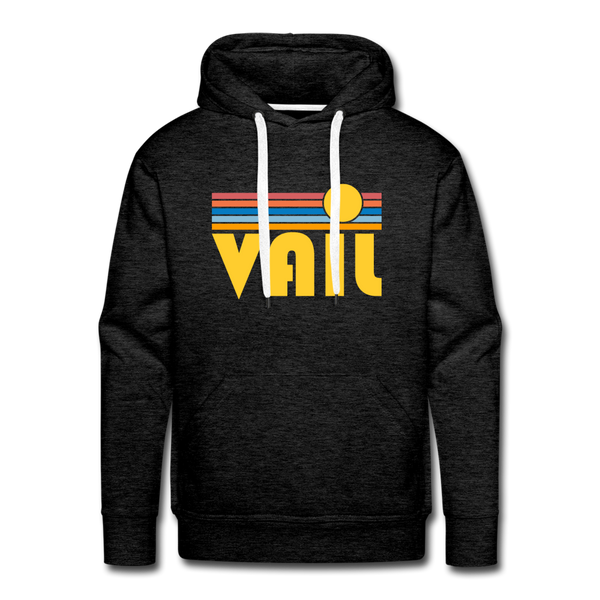 Premium Vail, Colorado Hoodie - Retro Sun Premium Men's Vail Sweatshirt / Hoodie - charcoal grey