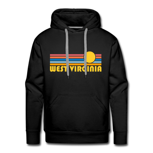 Premium West Virginia Hoodie - Retro Sun Premium Men's West Virginia Sweatshirt / Hoodie - black