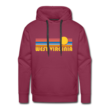 Premium West Virginia Hoodie - Retro Sun Premium Men's West Virginia Sweatshirt / Hoodie - burgundy