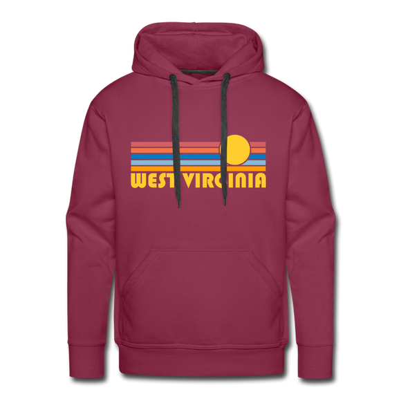 Premium West Virginia Hoodie - Retro Sun Premium Men's West Virginia Sweatshirt / Hoodie - burgundy