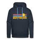Premium West Virginia Hoodie - Retro Sun Premium Men's West Virginia Sweatshirt / Hoodie - navy