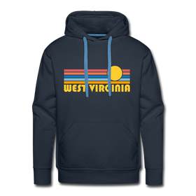 Premium West Virginia Hoodie - Retro Sun Premium Men's West Virginia Sweatshirt / Hoodie - navy