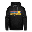 Premium West Virginia Hoodie - Retro Sun Premium Men's West Virginia Sweatshirt / Hoodie - charcoal grey
