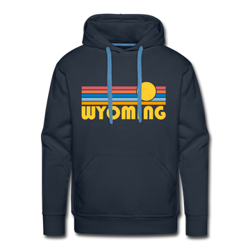 Premium Wyoming Hoodie - Retro Sun Premium Men's Wyoming Sweatshirt / Hoodie - navy