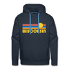 Premium Wisconsin Hoodie - Retro Sun Premium Men's Wisconsin Sweatshirt / Hoodie - navy