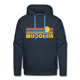 Premium Wisconsin Hoodie - Retro Sun Premium Men's Wisconsin Sweatshirt / Hoodie