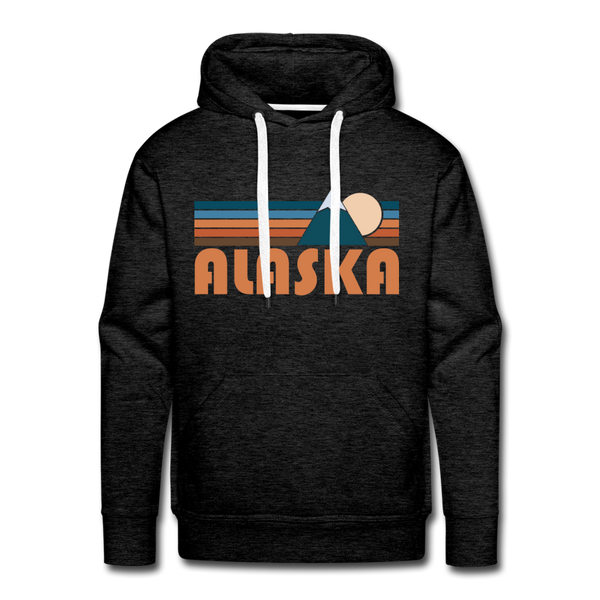 Premium Alaska Hoodie - Retro Mountain Premium Men's Alaska Sweatshirt / Hoodie - charcoal grey