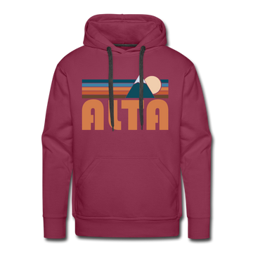 Premium Alta, Utah Hoodie - Retro Mountain Premium Men's Alta Sweatshirt / Hoodie - burgundy