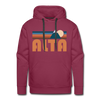 Premium Alta, Utah Hoodie - Retro Mountain Premium Men's Alta Sweatshirt / Hoodie - burgundy