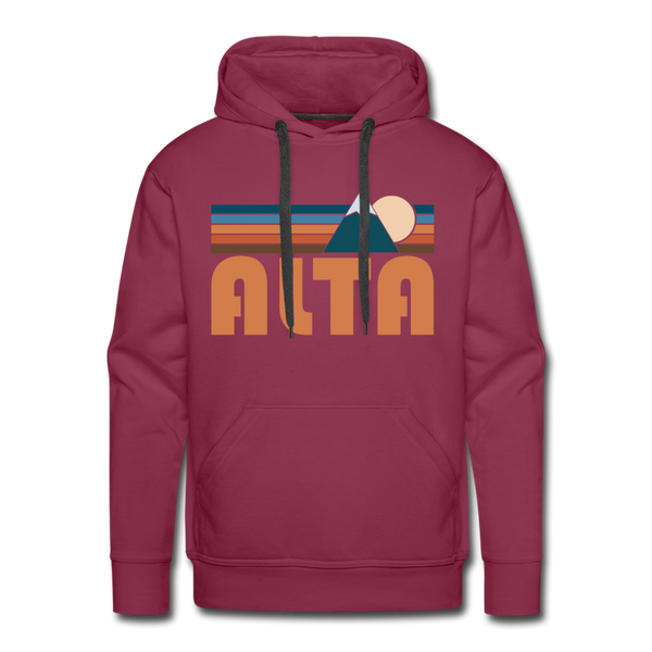 Premium Alta, Utah Hoodie - Retro Mountain Premium Men's Alta Sweatshirt / Hoodie - burgundy