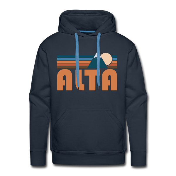 Premium Alta, Utah Hoodie - Retro Mountain Premium Men's Alta Sweatshirt / Hoodie - navy