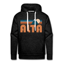 Premium Alta, Utah Hoodie - Retro Mountain Premium Men's Alta Sweatshirt / Hoodie - charcoal grey