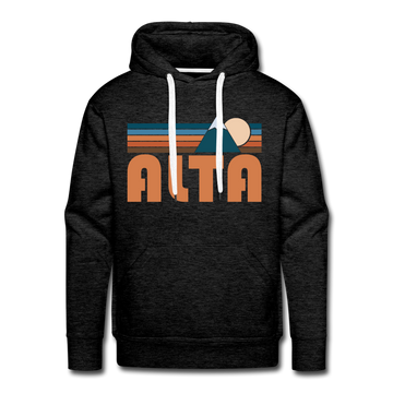 Premium Alta, Utah Hoodie - Retro Mountain Premium Men's Alta Sweatshirt / Hoodie - charcoal grey