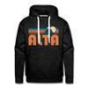 Premium Alta, Utah Hoodie - Retro Mountain Premium Men's Alta Sweatshirt / Hoodie - charcoal grey