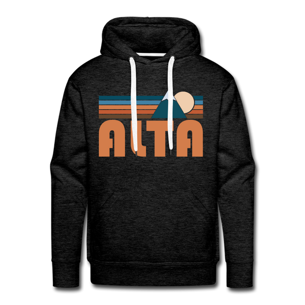Premium Alta, Utah Hoodie - Retro Mountain Premium Men's Alta Sweatshirt / Hoodie - charcoal grey