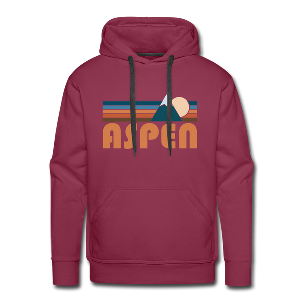 Premium Aspen, Colorado Hoodie - Retro Mountain Premium Men's Aspen Sweatshirt / Hoodie - burgundy
