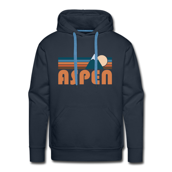 Premium Aspen, Colorado Hoodie - Retro Mountain Premium Men's Aspen Sweatshirt / Hoodie - navy