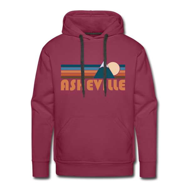 Premium Asheville, North Carolina Hoodie - Retro Mountain Premium Men's Asheville Sweatshirt / Hoodie - burgundy