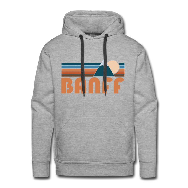 Premium Banff, Canada Hoodie - Retro Mountain Premium Men's Banff Sweatshirt / Hoodie - heather grey