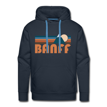Premium Banff, Canada Hoodie - Retro Mountain Premium Men's Banff Sweatshirt / Hoodie - navy