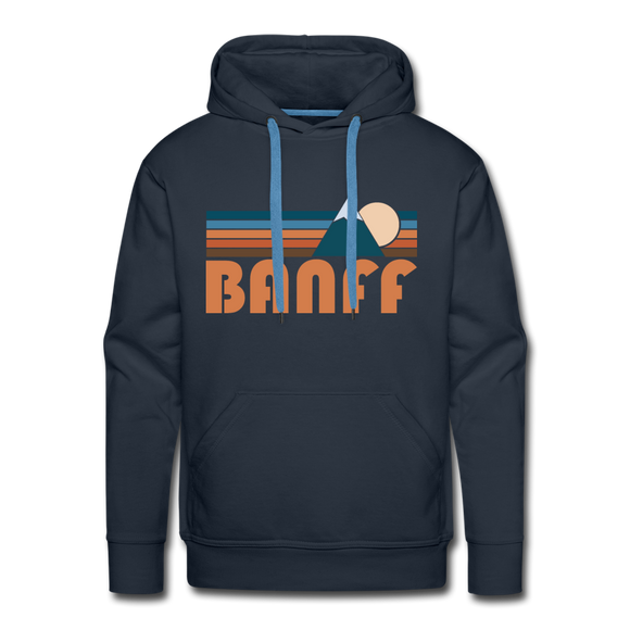 Premium Banff, Canada Hoodie - Retro Mountain Premium Men's Banff Sweatshirt / Hoodie - navy