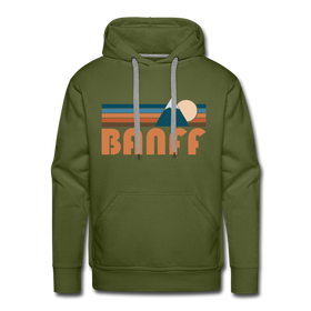 Premium Banff, Canada Hoodie - Retro Mountain Premium Men's Banff Sweatshirt / Hoodie - olive green