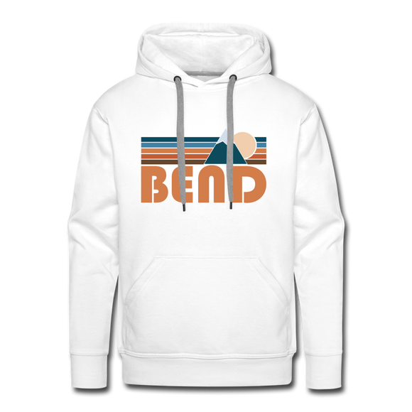 Premium Bend, Oregon Hoodie - Retro Mountain Premium Men's Bend Sweatshirt / Hoodie - white