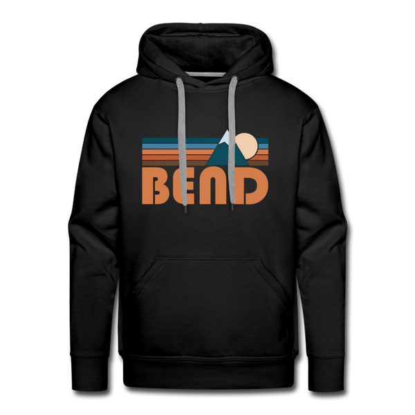 Premium Bend, Oregon Hoodie - Retro Mountain Premium Men's Bend Sweatshirt / Hoodie - black