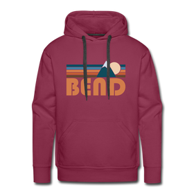 Premium Bend, Oregon Hoodie - Retro Mountain Premium Men's Bend Sweatshirt / Hoodie - burgundy