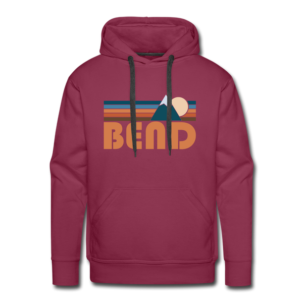 Premium Bend, Oregon Hoodie - Retro Mountain Premium Men's Bend Sweatshirt / Hoodie - burgundy